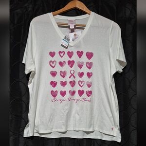 White T-Shirt with Pink Heart Design